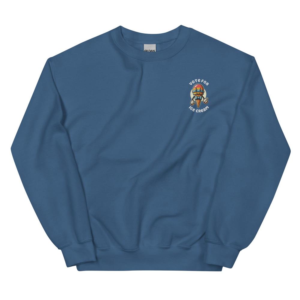 Vote For Ice Cream Embroidered Sweatshirt - Indigo Blue Color - https://ascensionemporium.net